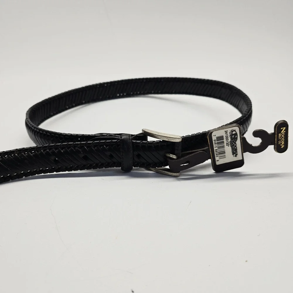 Nocona Belt Co. Woven Leather Belt Silver Buckle Western Style‎ Size 32 American